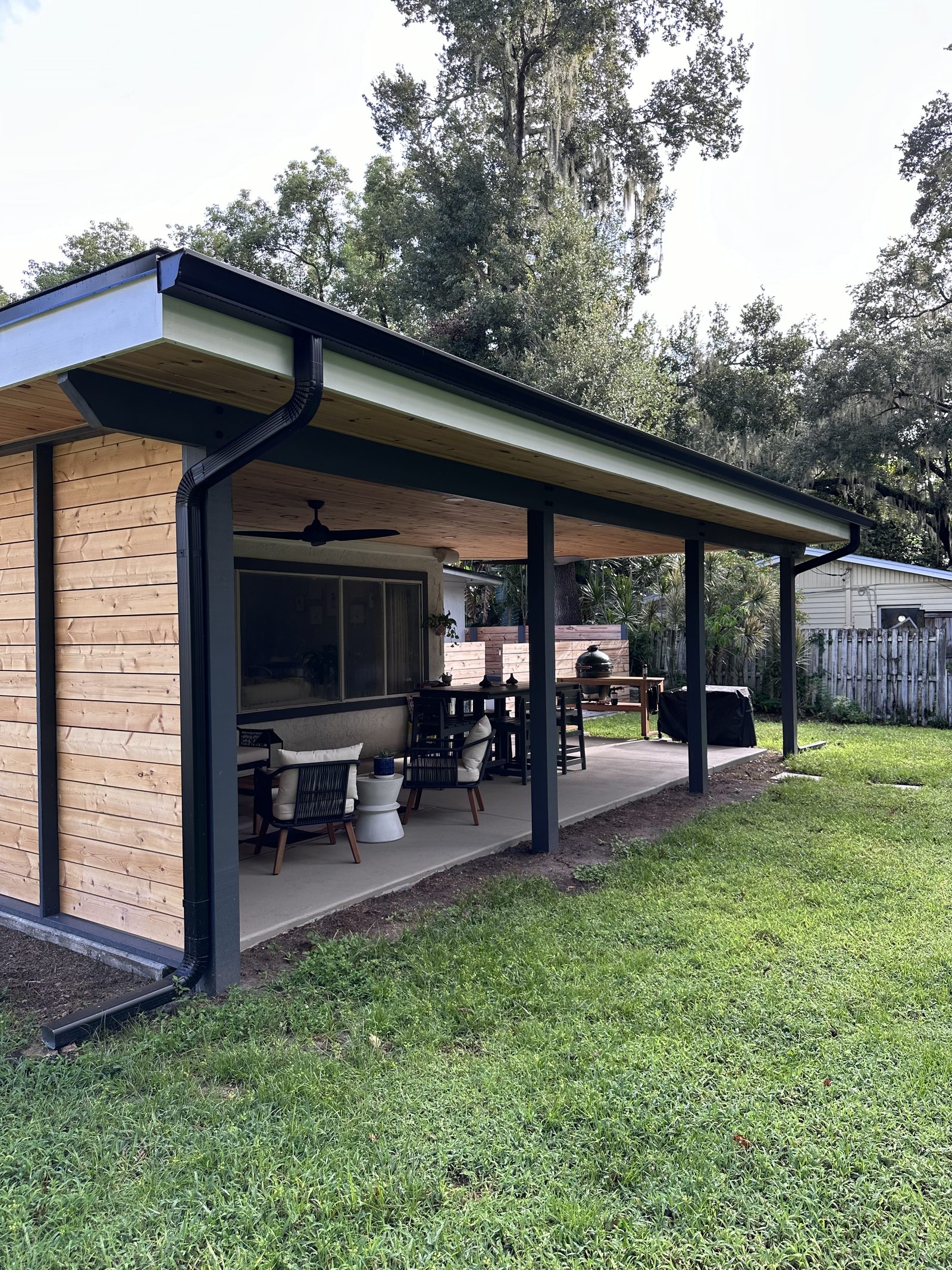Outdoor living space pergola